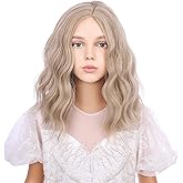 WAVELNM Mixed Blonde Wigs Short Dirty Blonde Curly Wavy Wig Ash Blond Side Part Bob Wigs for Girls Daily Halloween Party Costume Wig