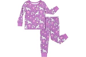 PATPAT Bamboo Viscose Pajama Sets for Toddler Boys & Girls Baby Kids, Ultra-soft Snug fit Pjs Sleepers for Birthday Holiday
