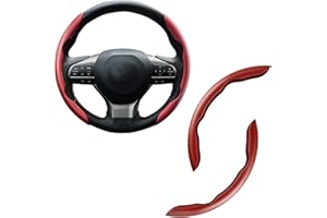 Amiss Carbon Fiber Anti-Skid Steering Wheel Protector, Segmented Butterfly Universal Wheel Cover, Car Interior Accessories (Red)