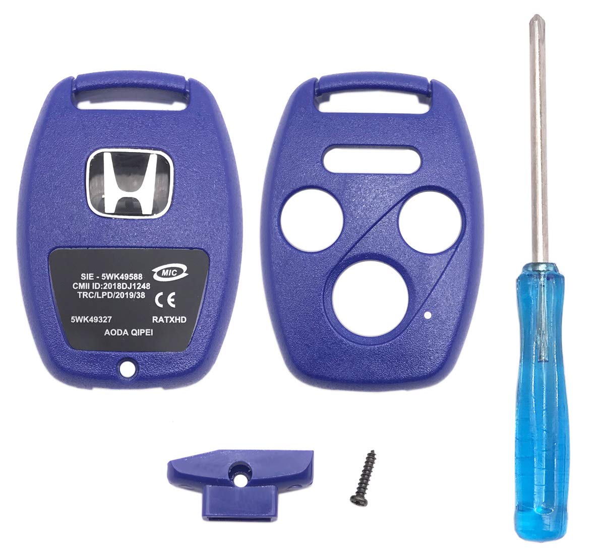 Replacement Key Fob Cover Case Fit for Honda 2003-2012 Accord 2006-2013 Civic EX 2009-2015 Pilot 2005-2006 CR-V Ridgeline Odyssey Key Fob Shell (3+1, Red)