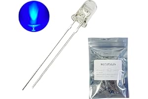 WOTOFULIN 5mm Blue LED Diode Lights 100pcs DC 3V 20mA Round Clear Lens Electronics Components Light Emitting Diodes LED Light Bulbs
