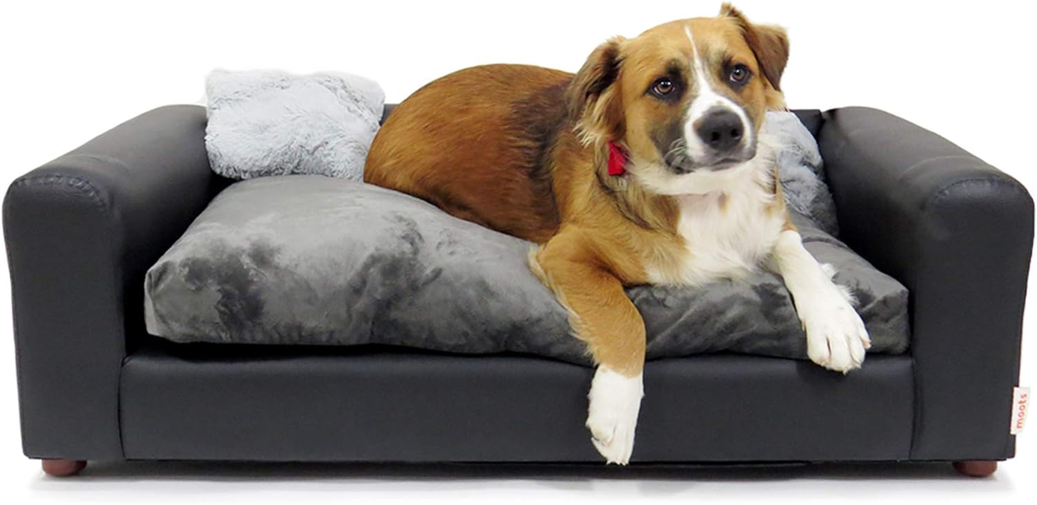 Moots Premium Leatherette Pets Sofa Charcoal, Large : Pet Supplies