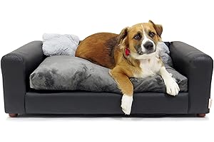 Moots Premium Leatherette Pets Sofa, Regular, Gray, Large