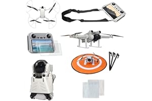 KUCBRALY Mini 3 Pro Accessories Bundle 7 in 1 Accessories kit, Propeller Holder Strap,Propeller Guard,HD Glass Protector,Lanyard Neck Strap,Landing Gear,Landing Pad,Dust Cloth for DJI Mini 3 Pro Accessories