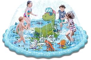 Splash Pad for Kids, Toffos 74" Sprinkler Summer Outdoor Water Mat Toys Wading Swimming Pool, Backyard Fountain Play Mat for Boys & Girls Ages 3-12 Year Old