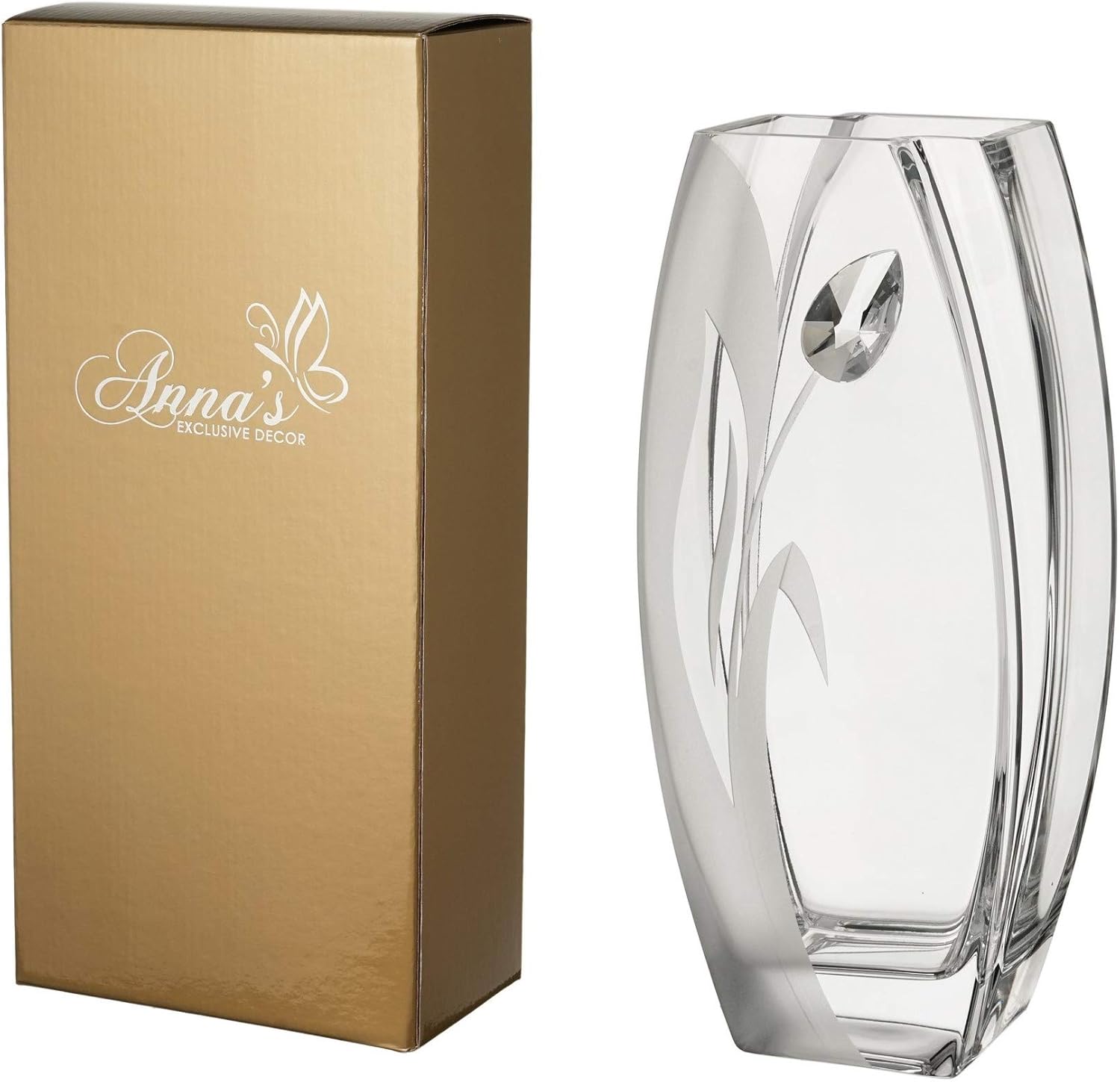 Luxury Large Handmade Glass Vase Decorated with a Large