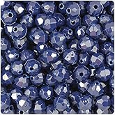 BeadTin Navy Opaque 8mm Faceted Round Craft Beads (450pcs)