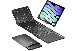 ProtoArc Foldable Bluetooth Keyboard with Touchpad, XK01 TP Portable Folding Keyboard for Travel, Full Size Keys, Large Track