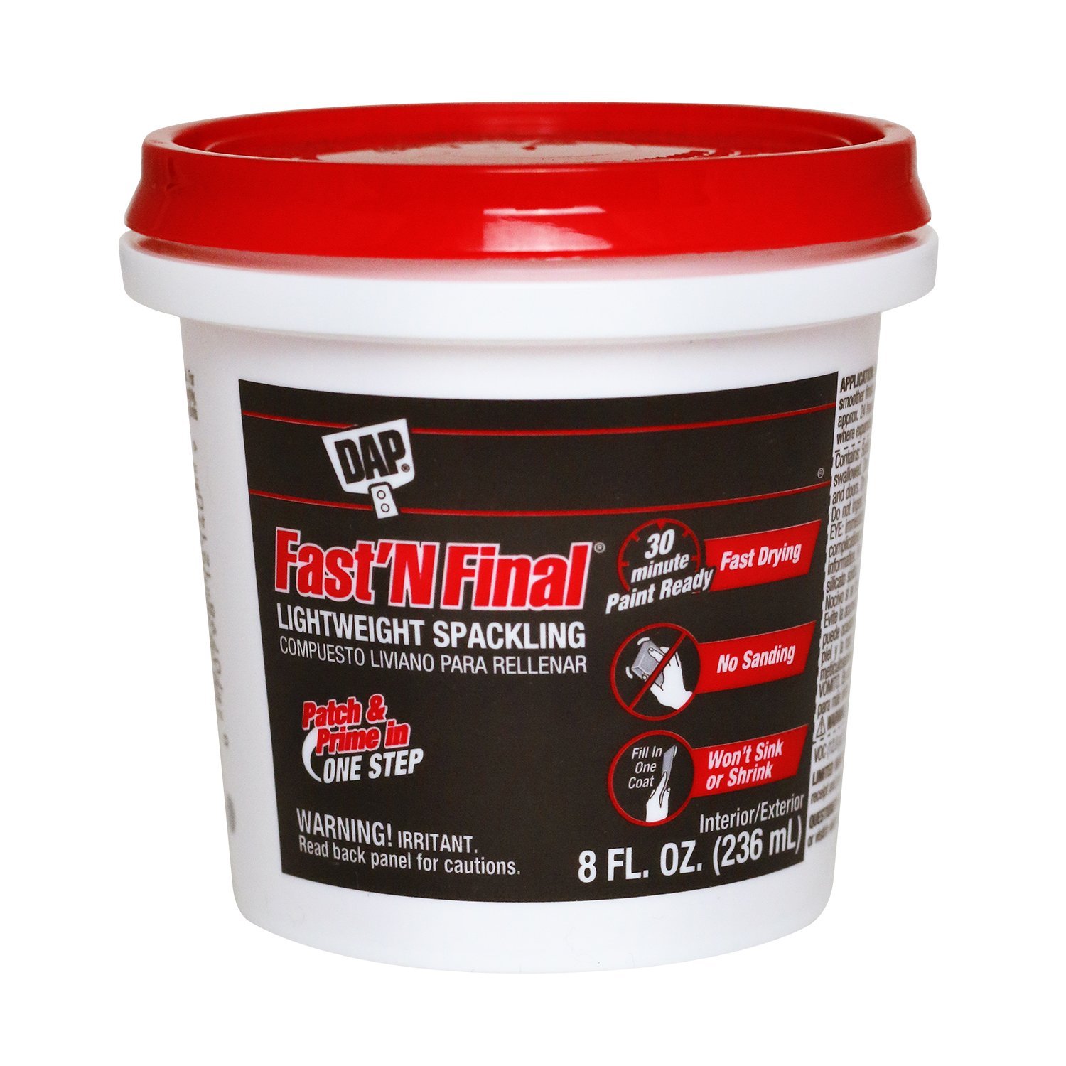 Dap 12140 Fast N Final Interior Exterior Spackle, 1/2Pint