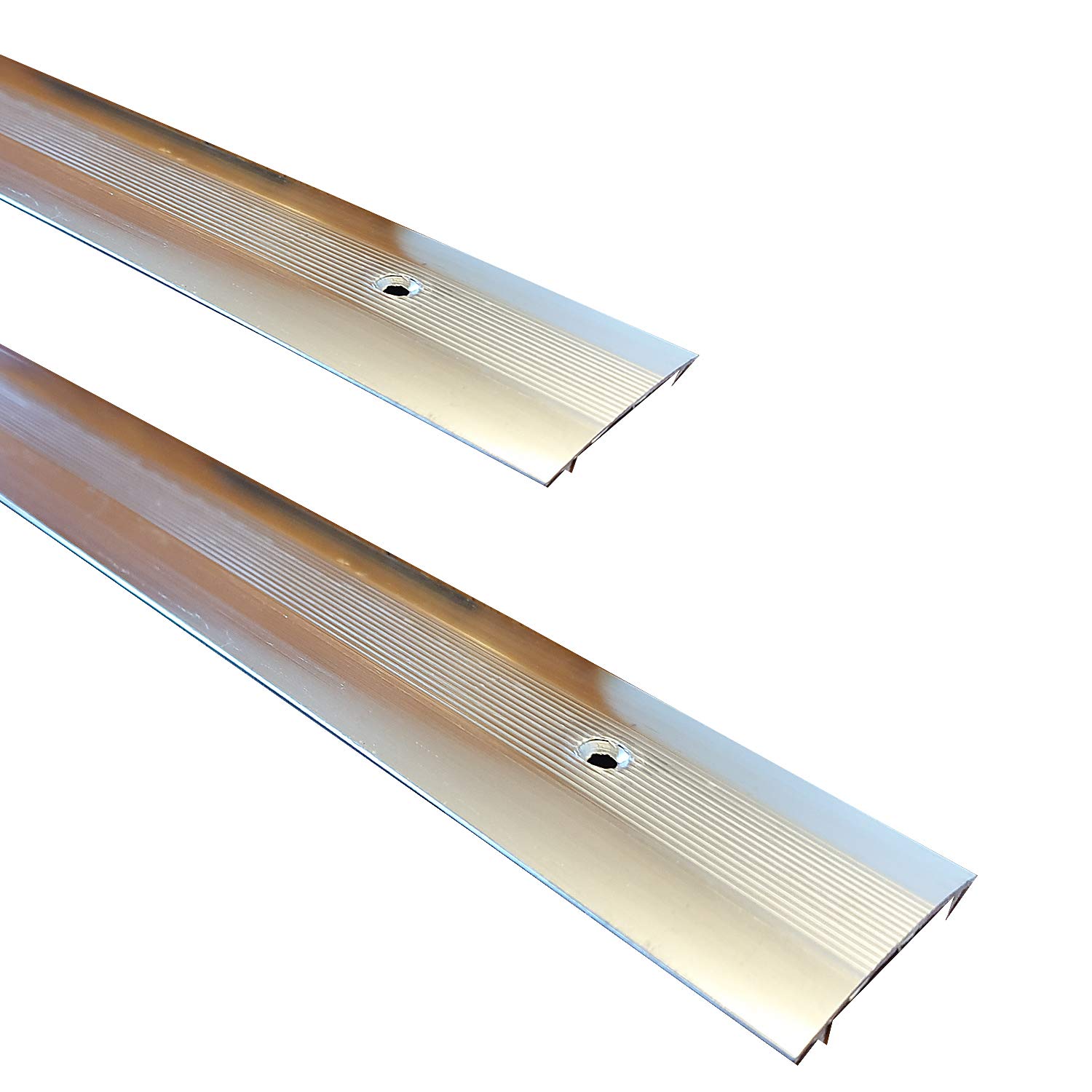 Carpet Threshold Cover Strips in High Lustre Polished Aluminium - Two Silver Floor Bars for Doorways Between Carpet - Industry Standard Floor Trims - Screws Included - 901mm