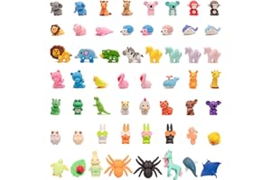 CLOCK KING 56Pcs 3D Animal Erasers for Kids, All are Animal Styles, Random Desktop Pets Toys Gifts, Mini Puzzle Classroom Rewards, Kids Party Favors Back to School Supplies