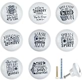 JamJam 1.5" 8PCS Ceramic Vintage Laundry Room Cabinet Knobs Drawer Pulls Laundry Basket Pile of Dirty Clothes Door Decor Pull Handles