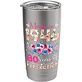 80 Years Old Born In 1946 Floral 80th Birthday Gifts Women Stainless Steel Insulated Tumbler