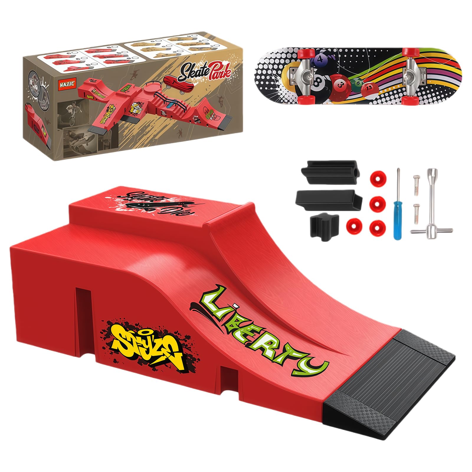 Finger Skateboards Ultimate Ramps Set | DIY Build Your Own Skate Park Kit with Mini Skateboard (Random Graphic) & Ramp | Cool Fingerboard Toys for Kids Adults Boys Girls Ages 6+