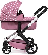 Bayer Design XEO Convertible Doll Pram 46cm Pink Stars Sun Canopy view 4