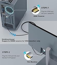 HDMI to VGA Adapter Cable 6FT [Metal Case, Nylon