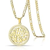 VASSAGO Islam Muslim Necklace Stainless Steel Quran Ayatul Kursi Necklace Allah Arabic Calligraphy Pendant Ramadan Eid Jewelry Gifts