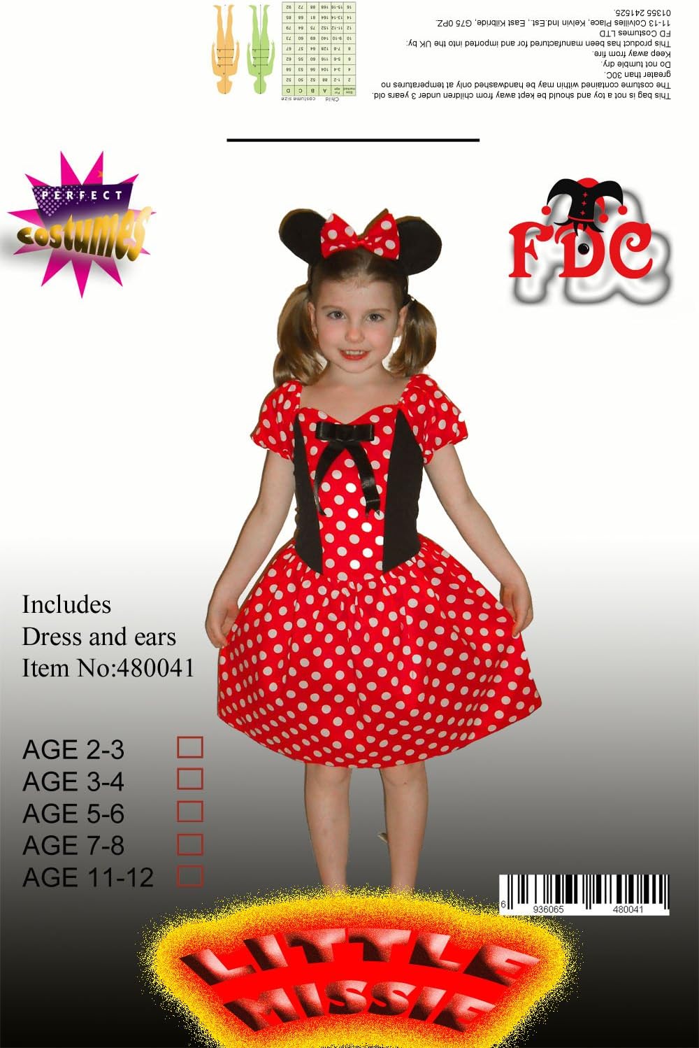 CC Little Miss Mouse Girls Fancy Dress Costume (5-6 years)