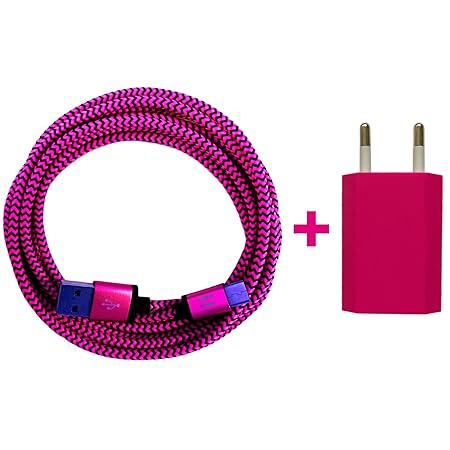 [i!®] USB Netzstecker 5V/1A + 2m Premium Nylon USB-C Typ C 3.1 Ladekabel Datenkabel SET kompatibel mit [Nexus 5X, Nexus 6P, O