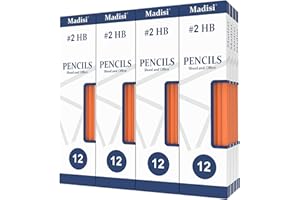 Madisi Wood-Cased #2 HB Pencils, Yellow, Pre-sharpened, 16 Packs of 12-Count, 192 pencils in box