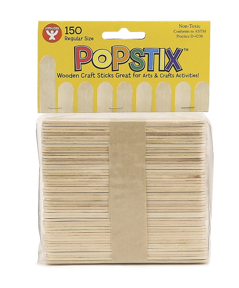 HyglossNatural Wood Craft Sticks – 4.5-Inch - 150 Count - Smooth and Splinter-Free Jumbo Popsicle Sticks Ideal for Ice Cream Pop Sticks, Treats, DIY Projects, Crafting, Games, Home and School Use
