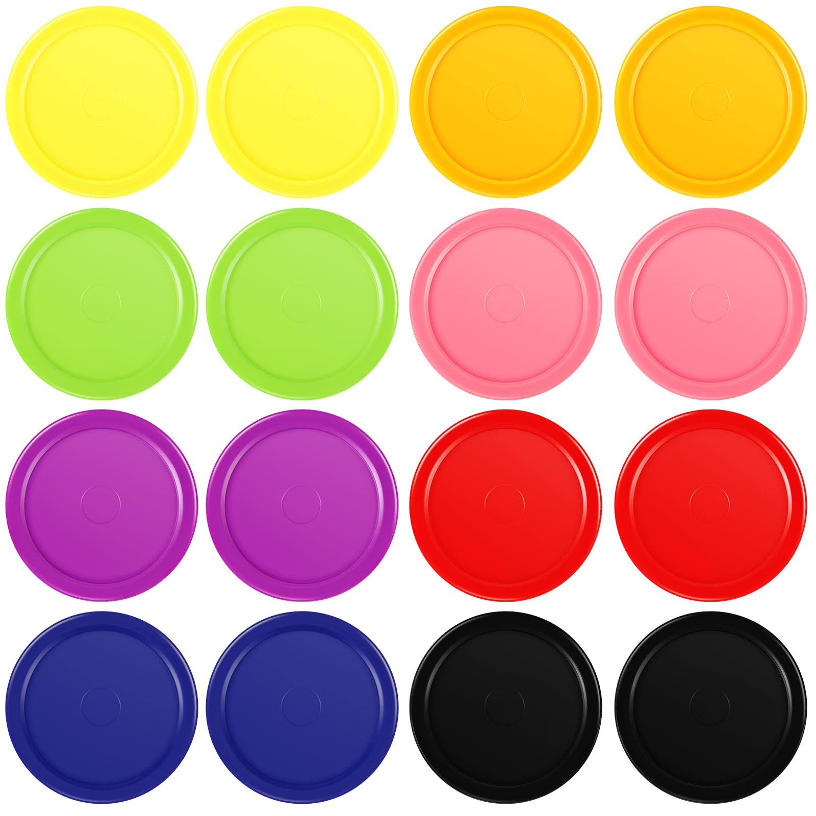 Skylety 16 Pieces Home Hockey Pucks 2.5 Inch Red Replacement Round Hockey Pucks Multicolors for Game Tables Equipment Accessories