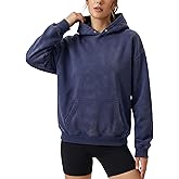 MY'S Womens Oversized Acid Wash Hoodie, Heavyweight Vintage Pullover, Fleece Cotton Sweatshirt for Couples, Unisex Streetwear