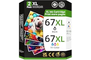 NEIBER 67XL Printer Ink for HP 67XL Ink Cartridges Black/Color Combo Pack Replacement for HP Ink 67 XL Fit for DeskJet 2700 2700e 2855e 2755e 2755 4155e 4255e Envy 6000 6055e 6400 Printer (2 Pack)