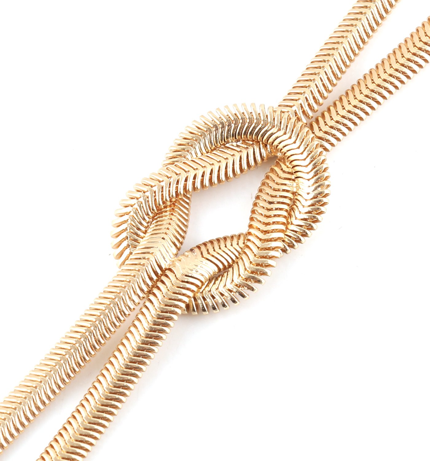 VOGUEKNOCK Long Knotted Necklace Flat Snake Chain with Tassel Pedant Y Lariat Necklace Gold