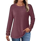 GKBK Womens Long Sleeve Tops Business Dressy Casual Blouses Crewneck Loose Fit T Shirts Cute Work Tee 2025 Fall Trendy Outfit