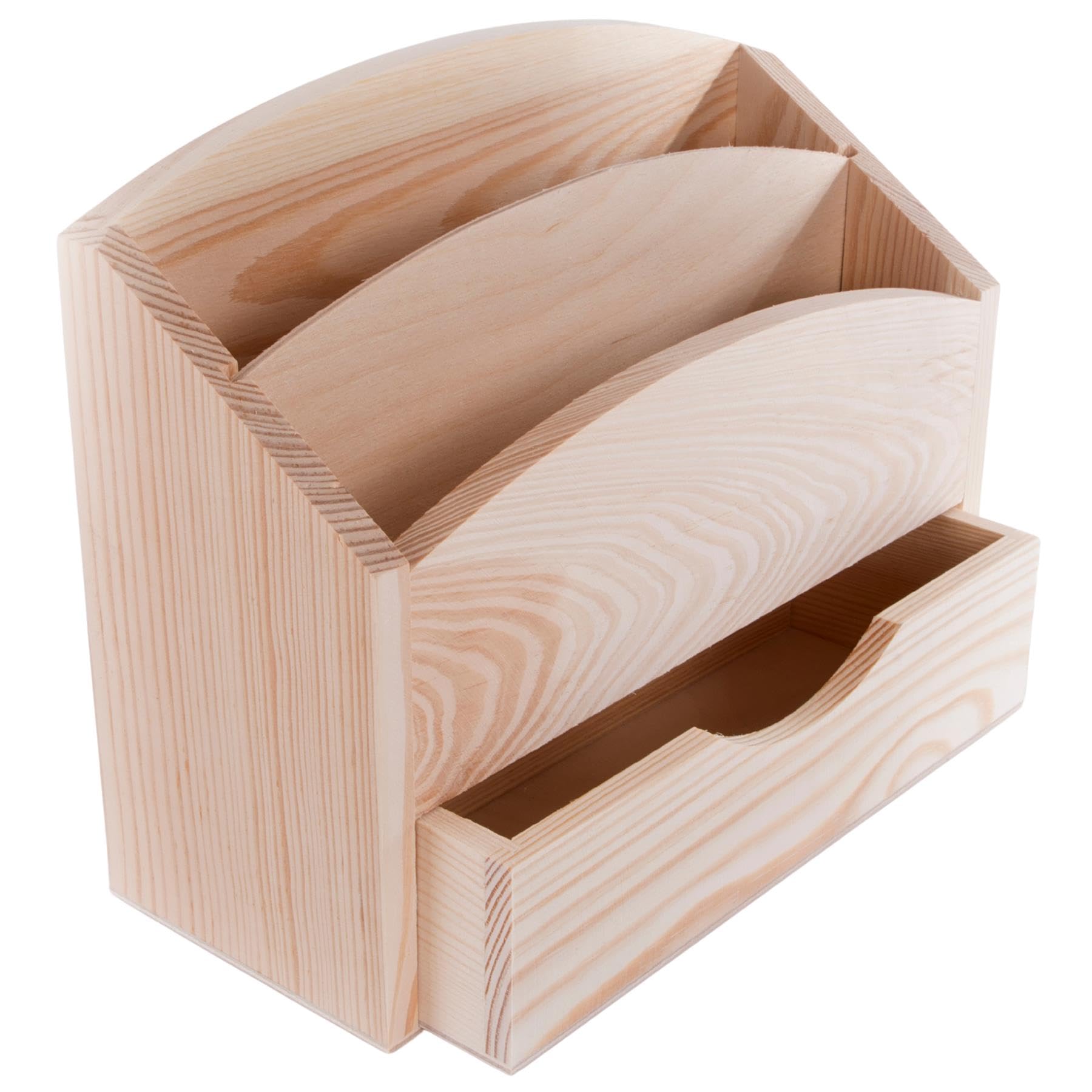 WooDeeDoo Wooden Letter Rack with Drawer Mail Holder Desk Organiser - 25 x 10 x 20 cm - Paper Sorter Post Tidy Document Tray Stationery Storage for Hallway Office Home