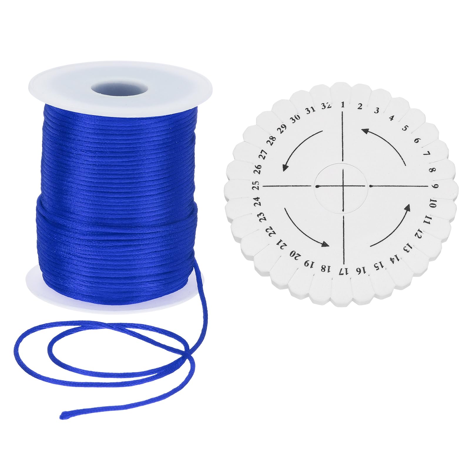 uxcell 109 Yards 2mm Satin String Cord, Polyester Cord Beading String with Disc Organizer for DIY Bracelet Necklace Chinese Knot Jewelry Making Macrame Trim, Blue