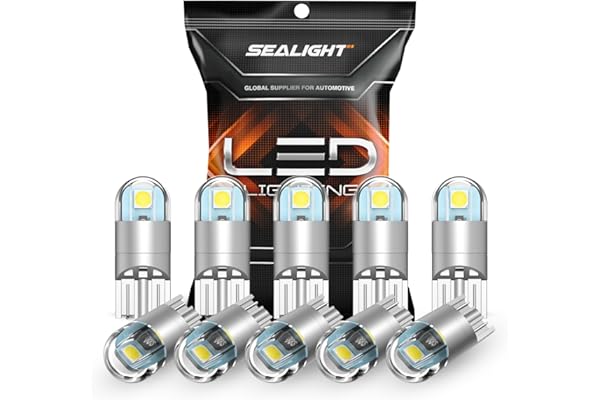 SEALIGHT 194 LED Bulbs 6000K White, 168 2825 T10 W5W 3030 Bright LED Chips, Dome Light, Map Light, Door Light, Courtesy Light