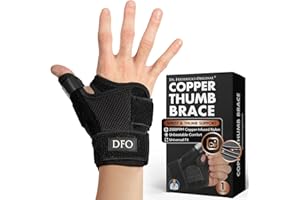 Dr. Frederick's Original Doctor-Developed Copper Thumb Brace – Wrist & Thumb Support for Arthritis, Tendonitis & De Quervain’s – Reversible Spica Splint for Pain Relief - 1 Brace - Adjust-to-Fit