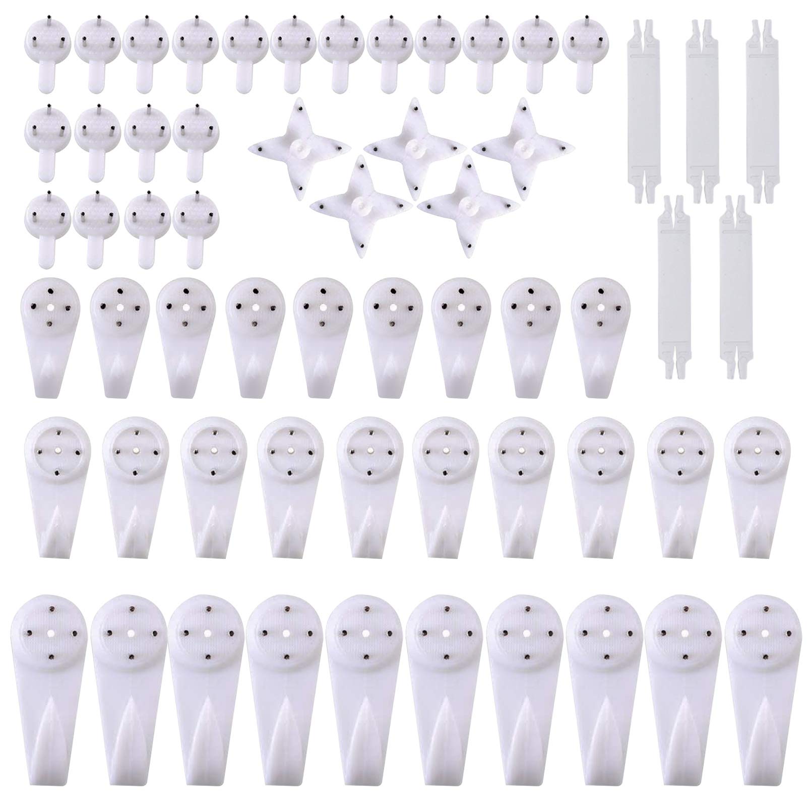 tonyg-p 60 Pack Non-Trace Picture Hooks for Hard Wall, Multi Function Heavy Duty Hardwall Drywall Picture Hanging Set for Picture Photo Frame Hanging