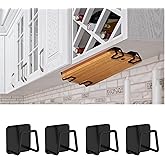 Aogigigio Under Cabinet Cutting Board Holder - 4 Pcs Cutting Board Holder Rack Storage Stainless Steel Under Shelf Counter Chopping Board(Black)