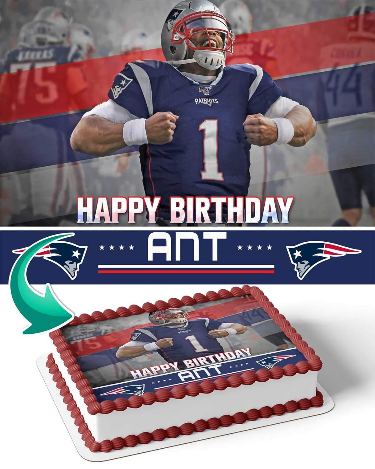 New England Patriots 2021 Edible Image Cake Topper Party Personalized 1 4 Sheet Amazon Com Grocery Gourmet Food