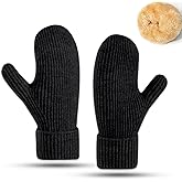 Bototack Winter Mittens for Women Men Warm Fleece Lining Stretchy Knit Thermal Snow Gloves for Cold Weather Gifts