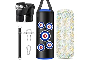 YORWHIN Filled Punching Bag for Kids with Gloves, 2 FT Hanging Punching Bag Boxing Bag with 4.4lb Sponge Filler and 6OZ Gloves, Kids Boxing Set Karate Gifts for Training Karate Kickboxing Muay Thai