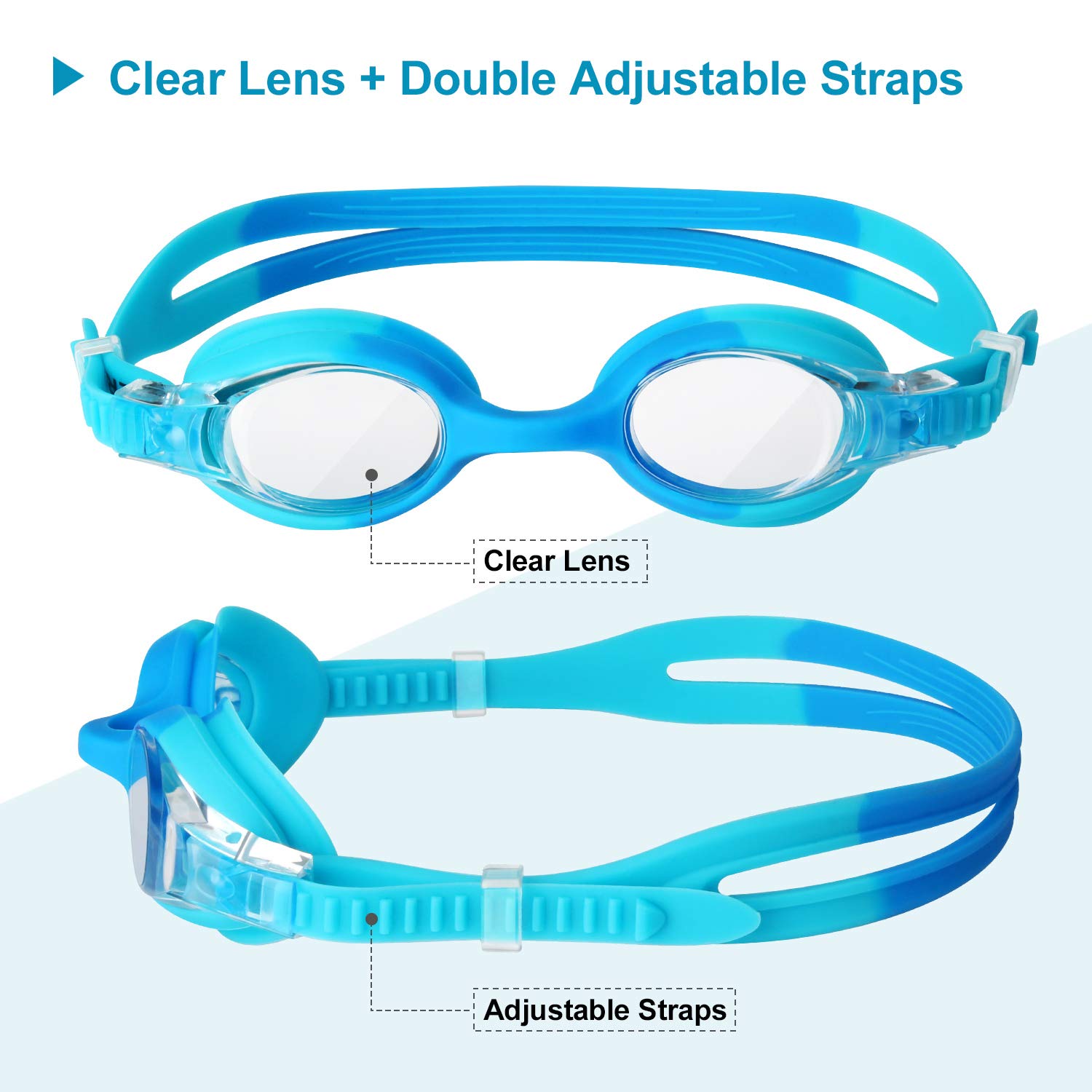 3d Tight Fit Design Wide View Swim Glasses With Portable Case For Children And Teens Flexible Nose Bridge 2 Packs Anti Fog Leak Proof Kids Swimming Goggles Omeril Swim Goggles Age 4 12 Sports