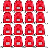 CODOBON 16 Pack Drawstring Bags,Bulk Draw String Backpack, DIY Gym Sports Cinch Bag Sackpack for Women Men, Red