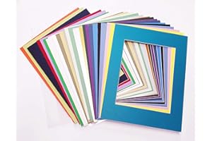 POSTER PALOOZA 4x6 Mat for 5x7 Frame - Precut Mat Board Acid-Free Mixed Colors 4x6 Photo Matte Made to Fit a 5x7 Picture Frame, Premium Matboard for Family Photos, Show Kits, Art, Picture Framing, Pack of 25 Mats
