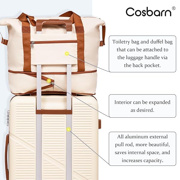 COSBARN CARRY ON LUGGAGE SET 22X14X9 AIRLINE APPROVED, 3 PIECE 20 INCH LIGHTWEIGHT ABS HARDSIDE SUITCASES WITH WHEELS AND TSA LOCK, DURABLE WATERPROOF TRAVEL SUITCASE FOR MEN WOMEN