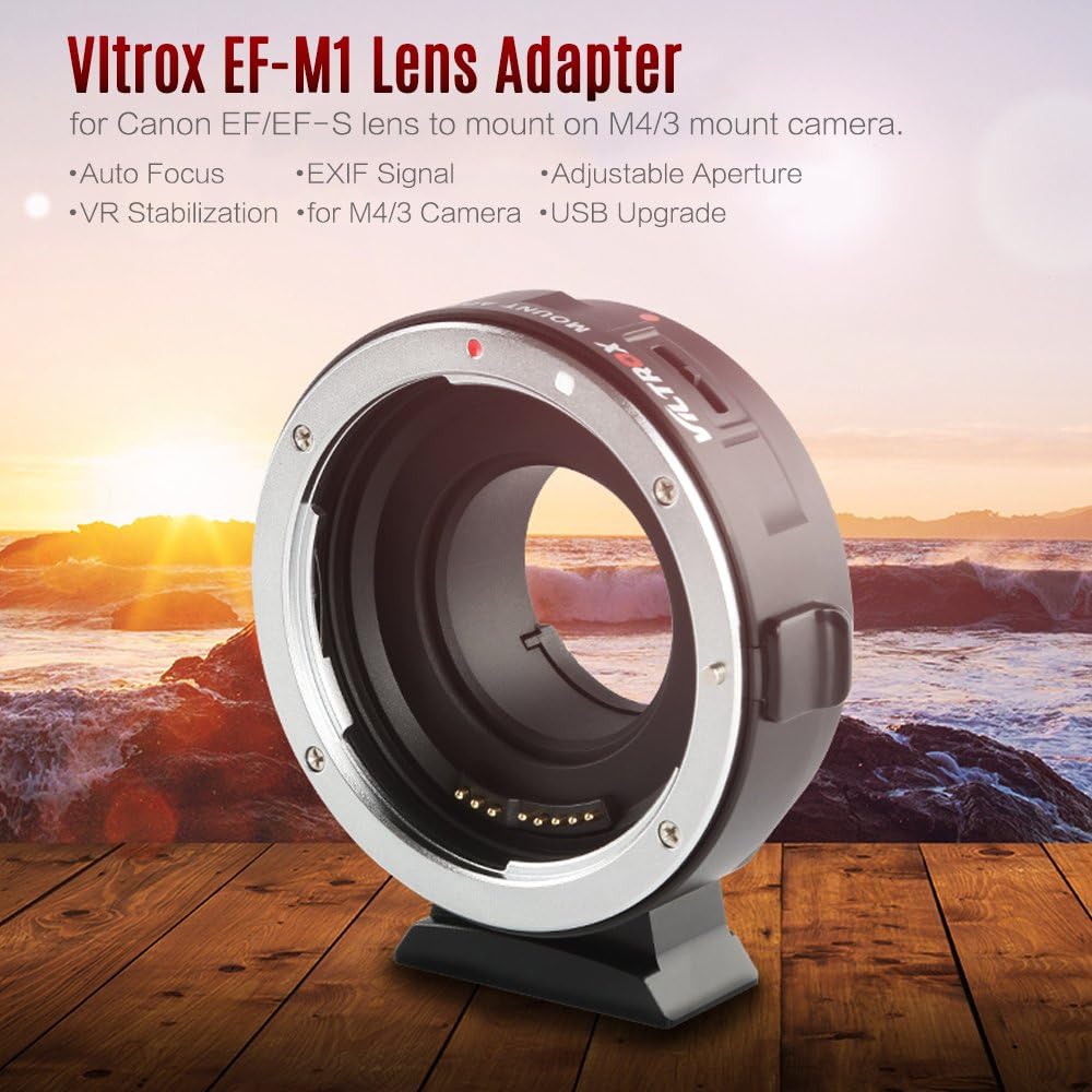 KKmoon Viltrox EF-M1 Lens Adapter Ring Mount AF Auto Focus Aperture Control VR Stabilization for Canon EF/EF-S Lens to M4/3 Micro Four Thirds Camera