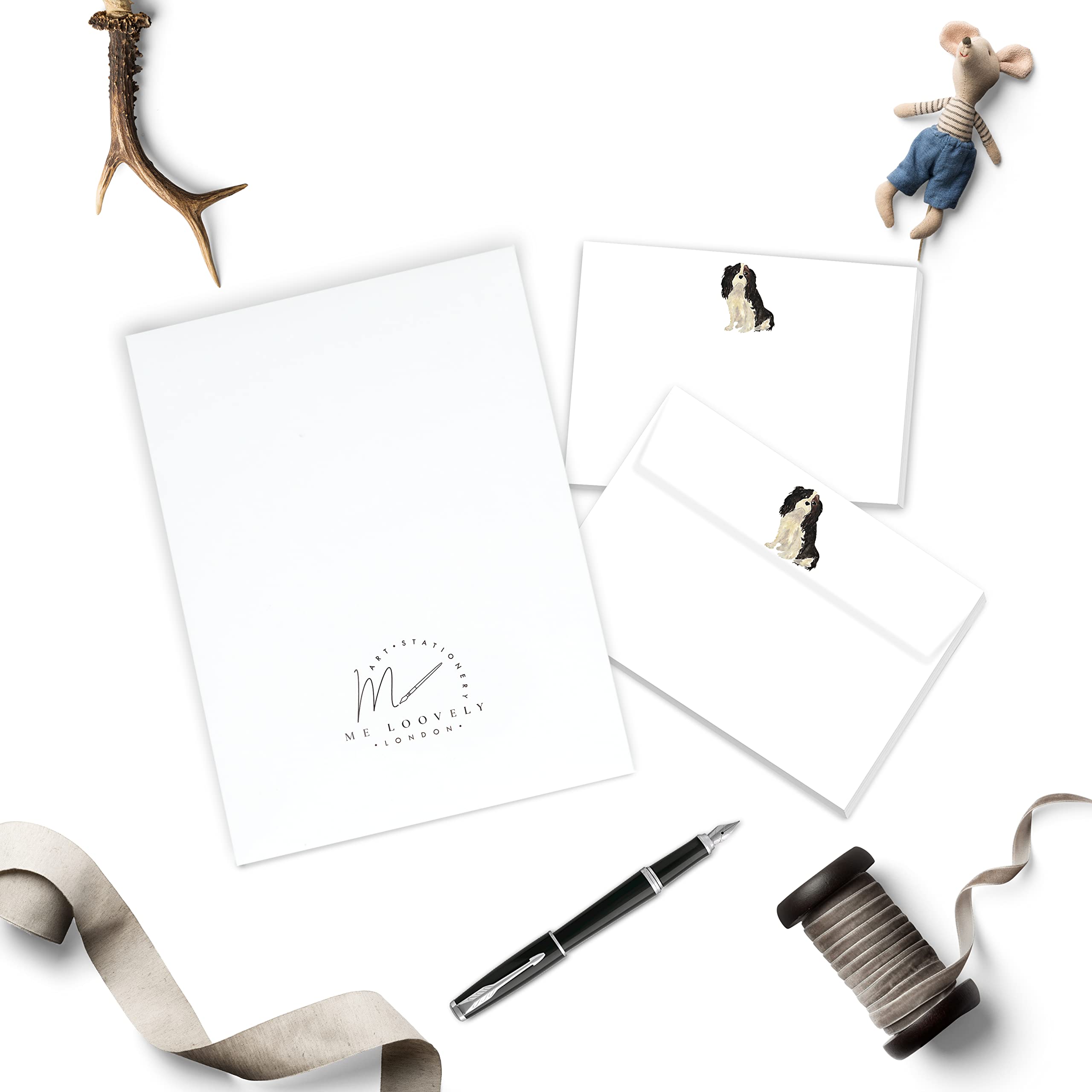 Me Loovely Cavalier King Charles Spaniel Flat Notecard & Envelopes Sets Correspondence Stationery Blank Greeting Cards Writing Supplies (A6 Size, 10 Cards and Envelopes with Gift Envelope)