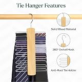 Winsome Tie Hanger Wooden 20 Chrome Bars Beech Wood Swivel Hook Wardrobe view 3