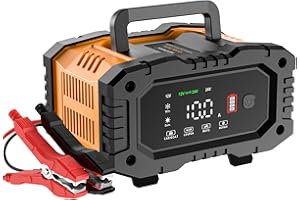 NEXPEAK NC202 10-Amp Battery Charger, 12V 24V LiFePO4 Lead Acid Portable Car Battery Charger 8-Stage Trickle Charger Smart Ba