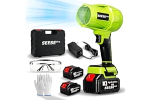 Seese Pro Blower, Handheld Cordless Turbo Jet Blower 1000g, Ultra-Light, Ultra-Powerful, 1200 Cfm Airflow, 50 Minutes Runtime, for Car/Lawn/Garage Cleaning and Snow Removal (2 Battery Set)