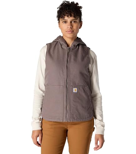 Carhartt Men's Relaxed Fit Washed Duck Fleece-Lined Hooded Vest