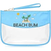 Sazuwu Beach Themed Gifts for Women Friends Adults Blue Makeup Bag with Zipper Birthday Gifts for Beach Lover Cosmetic Travel Organizer Vacation Sun Presents Seaside Travel Gifts